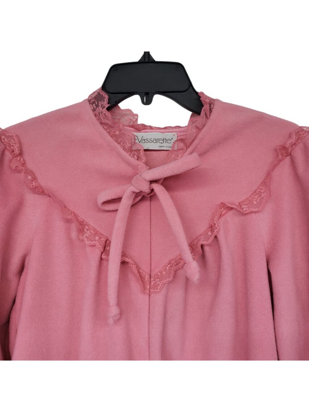 Vintage 1960s Vassarette Fuzzy Pink Lace Trim Ruffle House Coat Kitty Forman - Picture 5 of 13